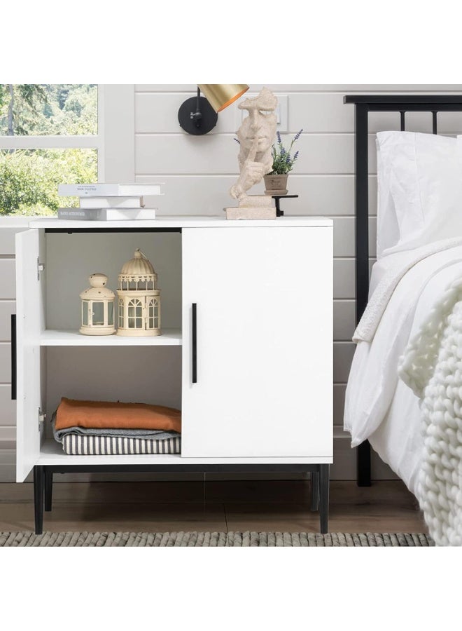 KFO Storage Cabinet with Doors, White Accent Cabinet, Modern Free Standing Cabinet, Sideboard with Metal Base for Bedroom, Living Room, Kitchen and Office - Image 5